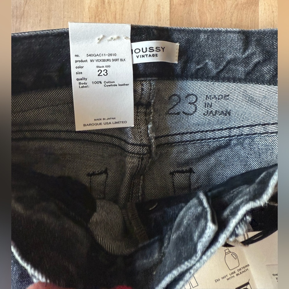 Moussy Vintage Vicksburg 100% Cotton Black Denim Frayed Hem Maxi Skirt NWT Sz 23 - Picture 13 of 13